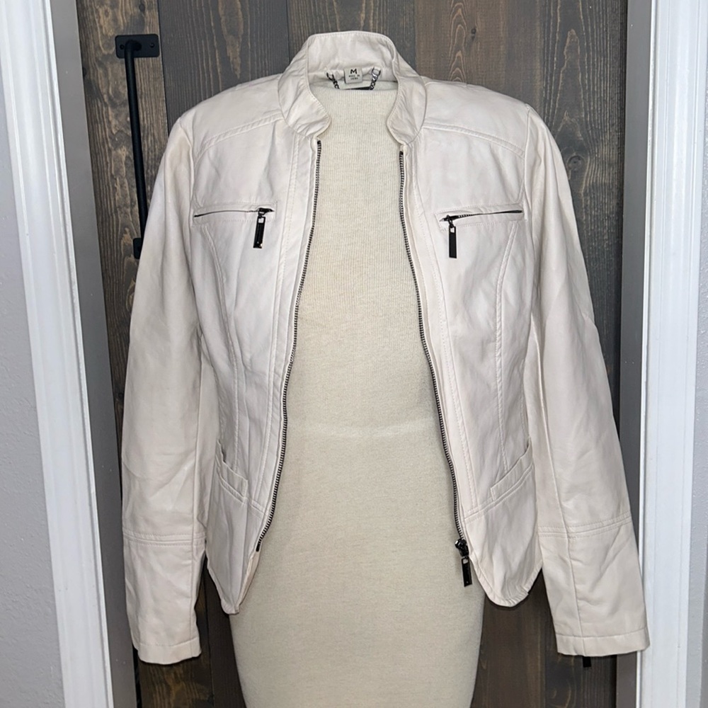 Bone color pleather jacket